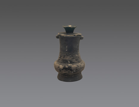 良渚文化陶带盖双鼻壶