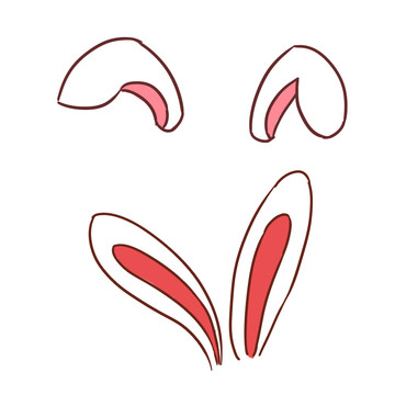 手绘卡通兔耳朵元素