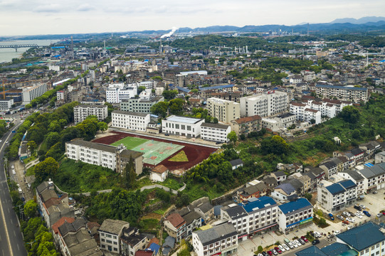 宜都市枝城中学航拍