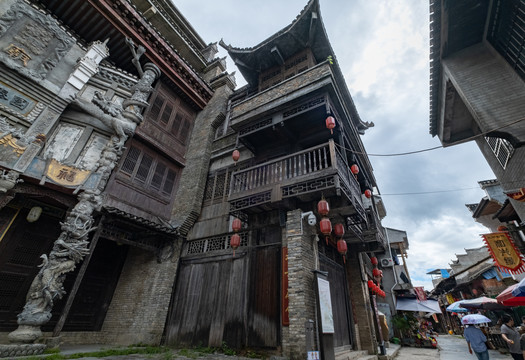 古镇老街道古代老房子街景店铺