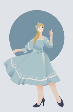 少女跳舞扁平插畫人物繪制穿搭