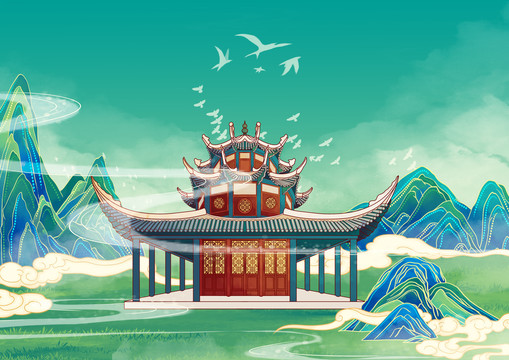 貴陽地標(biāo)古建筑文昌閣橫版