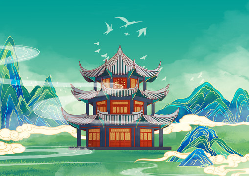 貴陽(yáng)地標(biāo)古建筑三元宮橫版