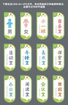 小清新綠色幼兒園科室班級(jí)門牌