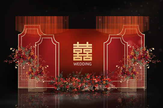 中式紅色婚禮效果圖