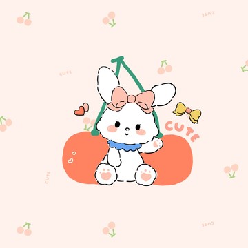 櫻桃兔子卡通圖案