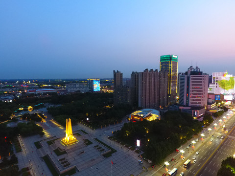 唐山广场夜景航拍