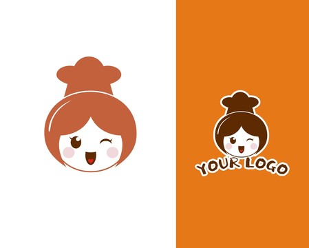 卡通烘焙蛋糕小女孩logo