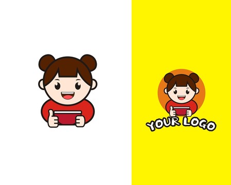 卡通中國風(fēng)小女孩logo
