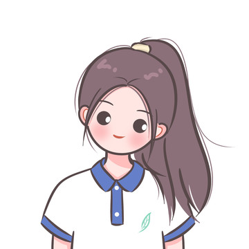 手绘高马尾女生头像插画