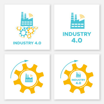 工业4.0概念平面插图集合