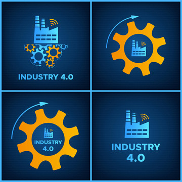 工业4.0概念平面插图集合