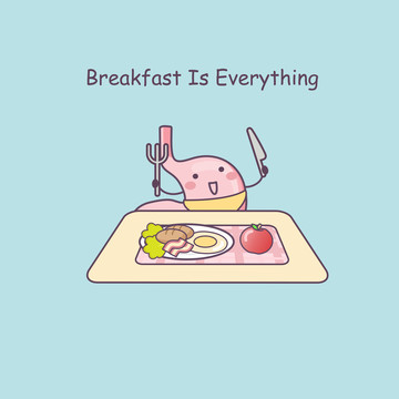卡通风胃每天健康吃早餐插图