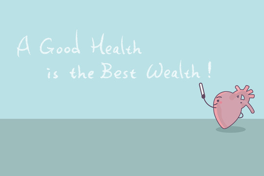 卡通风心脏写字 健康是最好的财富插图