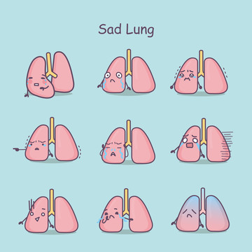 卡通风伤心的肺插图素材