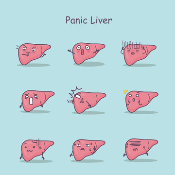 卡通风恐慌的肝脏插图素材