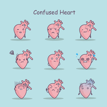 卡通风感到困惑的心脏插图素材