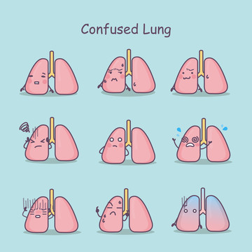 卡通风感到困惑的肺插图素材