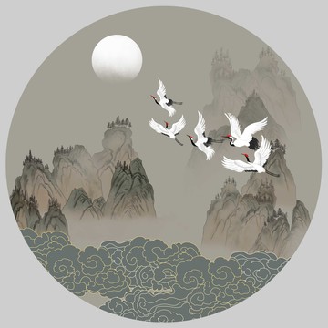 古典山水祥云線條