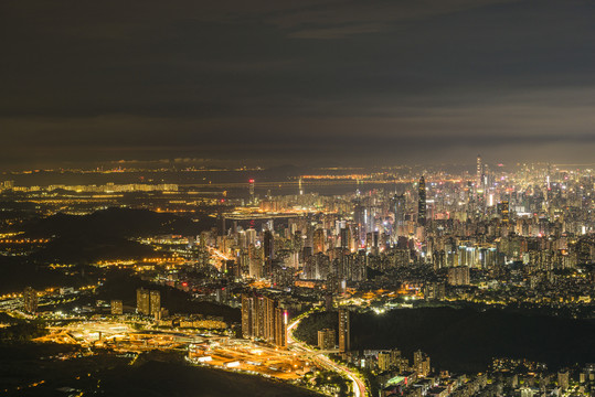 粤港澳大湾区深圳全景夜景