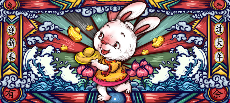 兔年國潮插畫