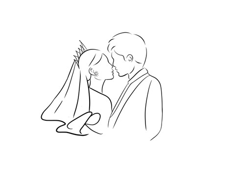 婚紗黑白簡(jiǎn)筆畫素描
