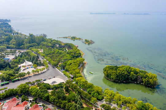 航拍河南平顶山白龟湖湿地公园