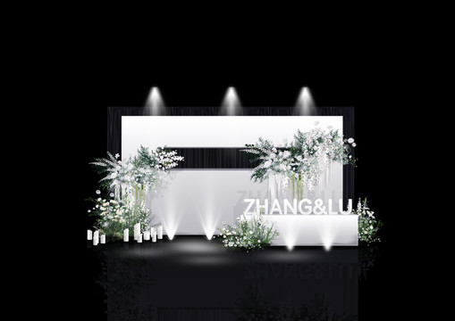 白綠色高級感婚禮效果圖