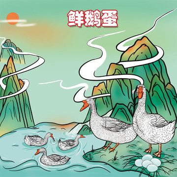 大白鹅包装插画