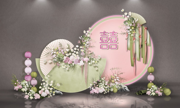 粉綠新中式復(fù)古風(fēng)婚禮效果圖