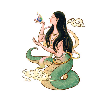 女媧手繪插畫原創(chuàng)