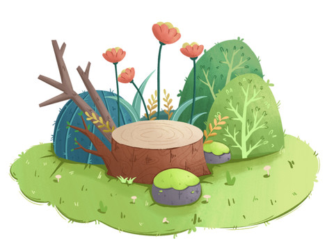 樹樁植物小場景