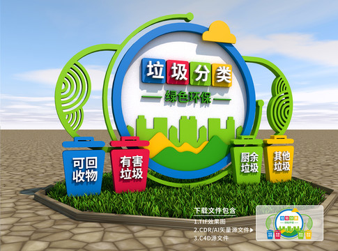 垃圾分類立體雕塑