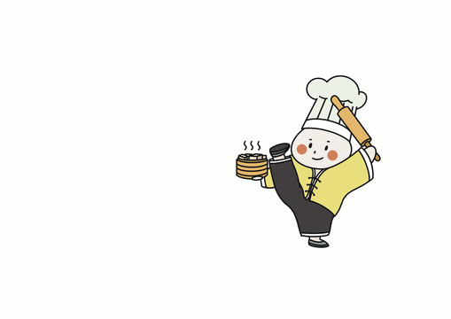 蒸饅頭人物插畫