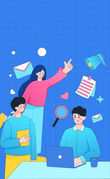 企業(yè)人物招聘辦公扁平插畫海報(bào)