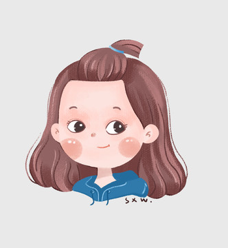 可愛女孩卡通頭像插畫