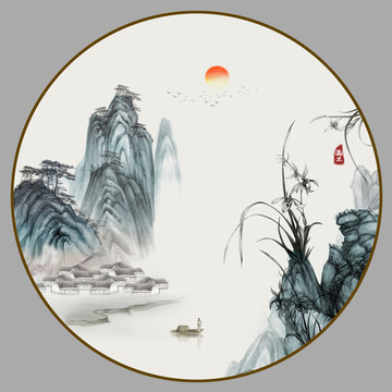 蘭花山水畫