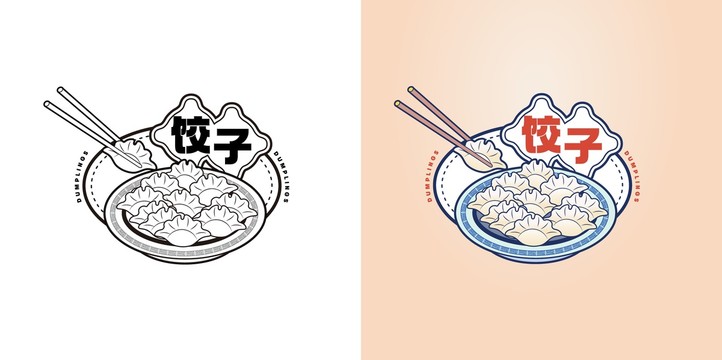 饺子水饺矢量美食插画海报