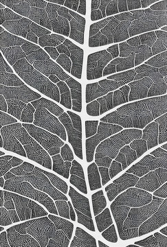 树叶叶脉黑白肌理装饰画