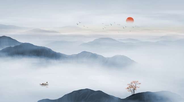 云霧水墨山水