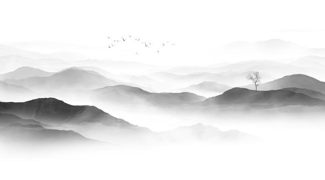 水墨遠(yuǎn)山圖