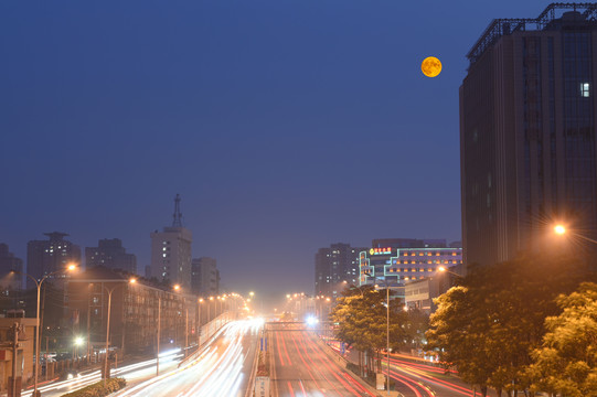 中秋节城市夜景