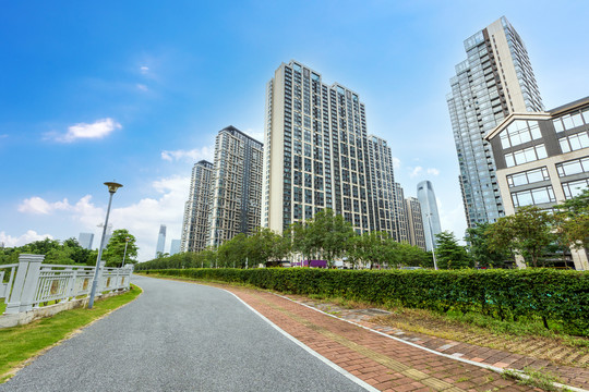 现代城市建筑与小区道路