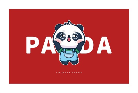 卡通揉臉熊貓