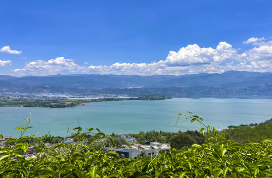 四川西昌邛海风景鸟瞰航拍