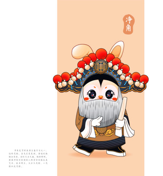 兔年卡通形象京劇篇凈角