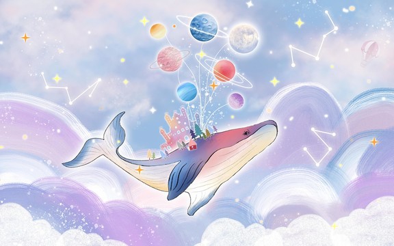 创意宇宙星空儿童房墙纸