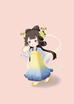 插畫古風(fēng)女孩
