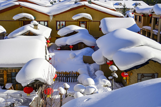 冬天雪屋雪乡雪景