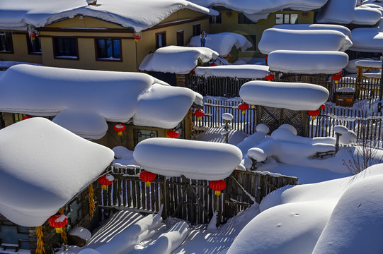 冬天雪乡雪蘑菇雪景